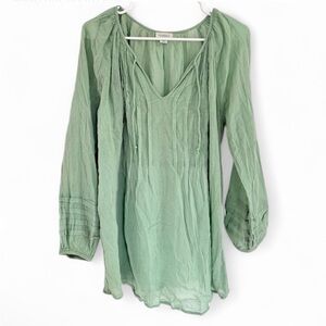 Sundance Blouse Top Tunic Light Green Small Lightweight Nautical Beach Peasant